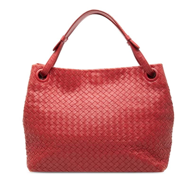Bottega Veneta Medium Nappa Intrecciato Garda Tote Red Leather Very good condition - Front View