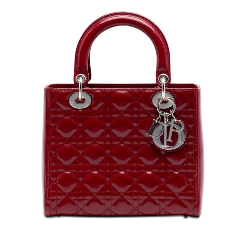 Dior Medium Patent Cannage Lady Dior Red Leather Very good condition - Front View