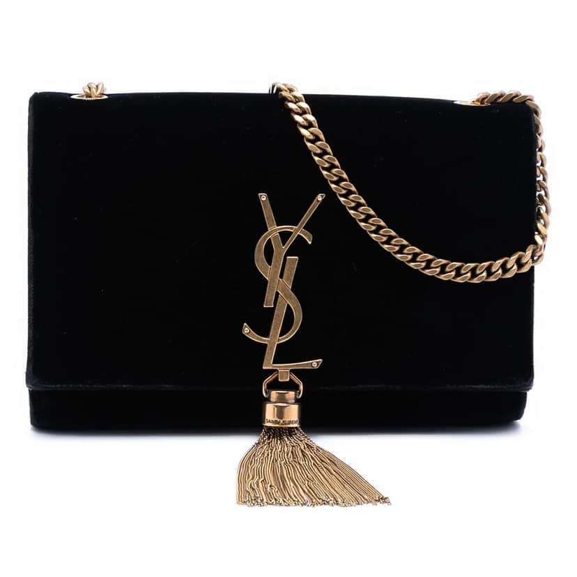 Saint Laurent Small Suede Monogram Kate Tassel Crossbody Black Leather Very good condition - Front View