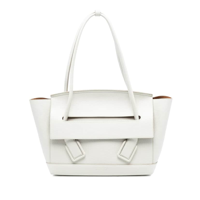 Bottega Veneta Medium French Calfskin The Arco Tote White Leather Very good condition - Front View