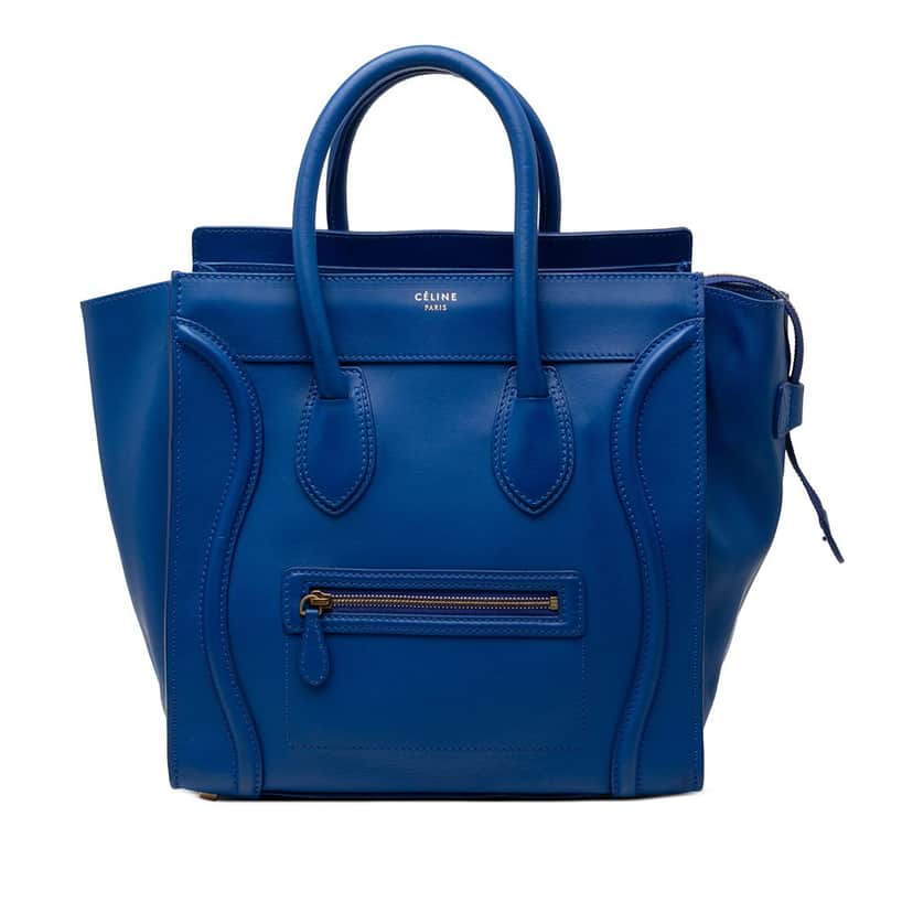 Celine Mini Smooth Calfskin Luggage Tote Blue Leather Very good condition - Front View