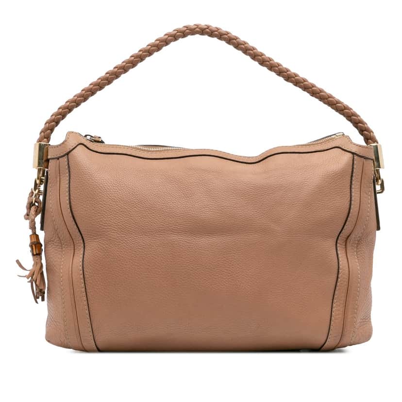 Gucci Medium Pebbled Calfskin Bella Shoulder Bag Brown Leather Very good condition - Front View