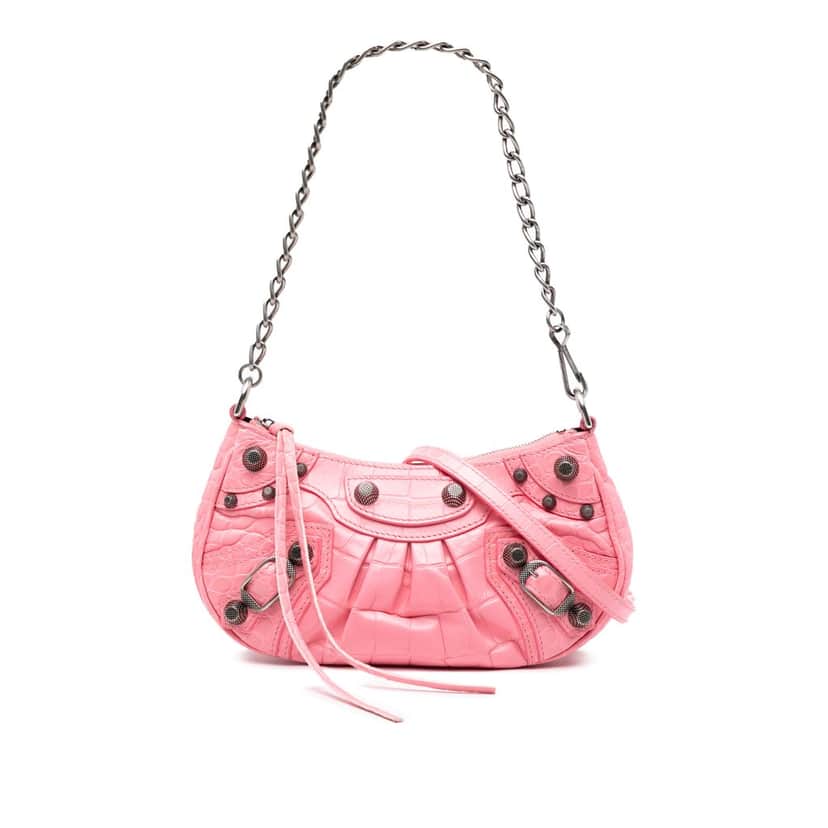 Balenciaga Mini Embossed Leather Motocross Le Cagole Pink Leather Very good condition - Front View