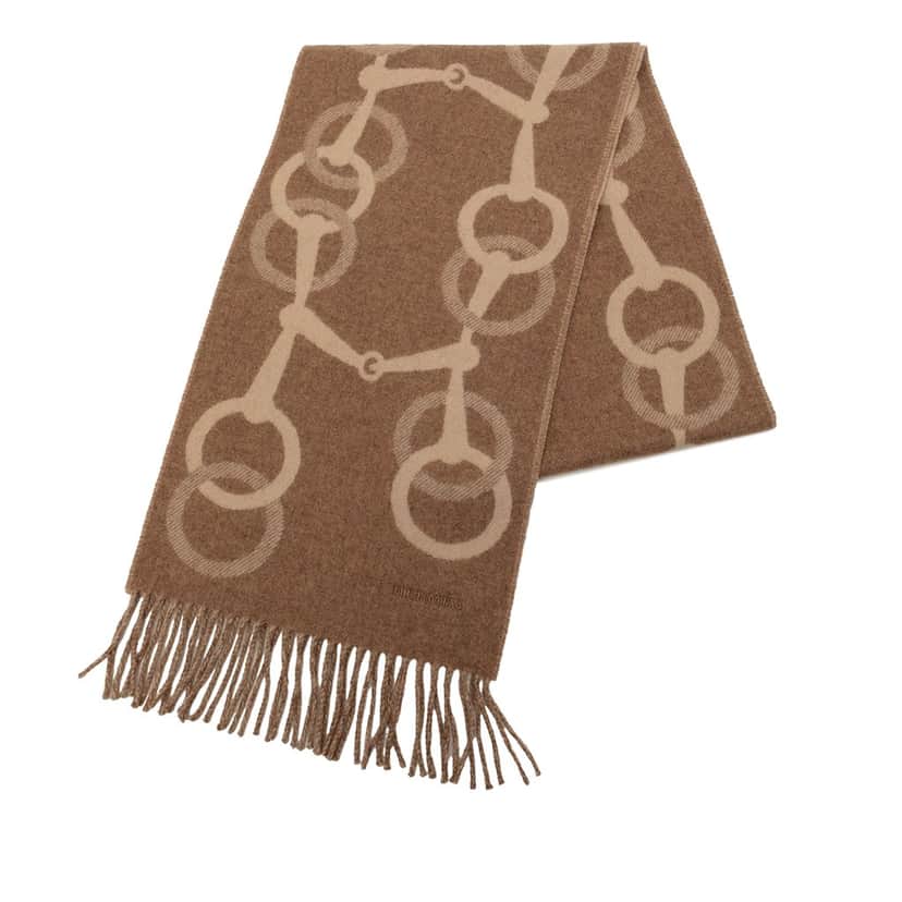 Hermès Any Mors Cashmere Scarf Brown Never worn - Front View
