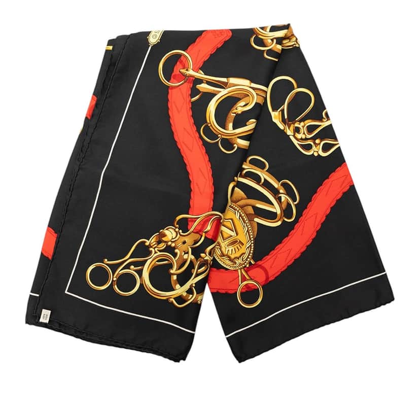 Hermès Lift Profile Silk Scarf Black Very good condition - Front View