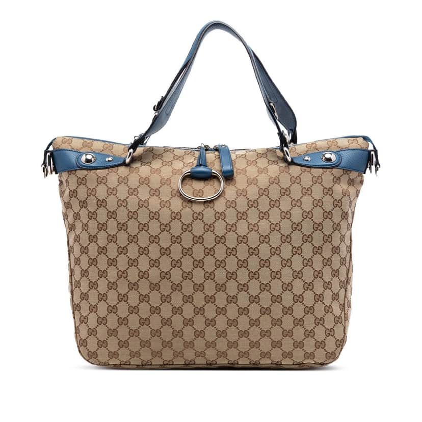 Gucci Large GG Canvas Icon Bit Satchel Beige Very good condition - Front View