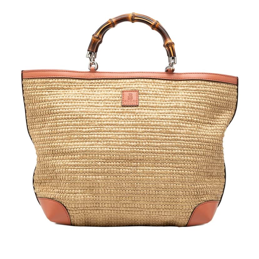 Gucci Raffia Bamboo Childrens Tote Beige Very good condition - Front View