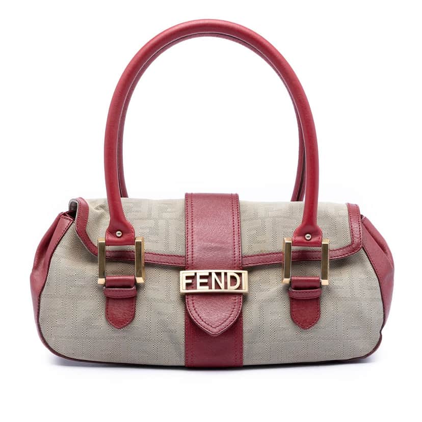 Fendi Zucca Shadow Canvas Flap Shoulder Bag Beige Very good condition - Front View
