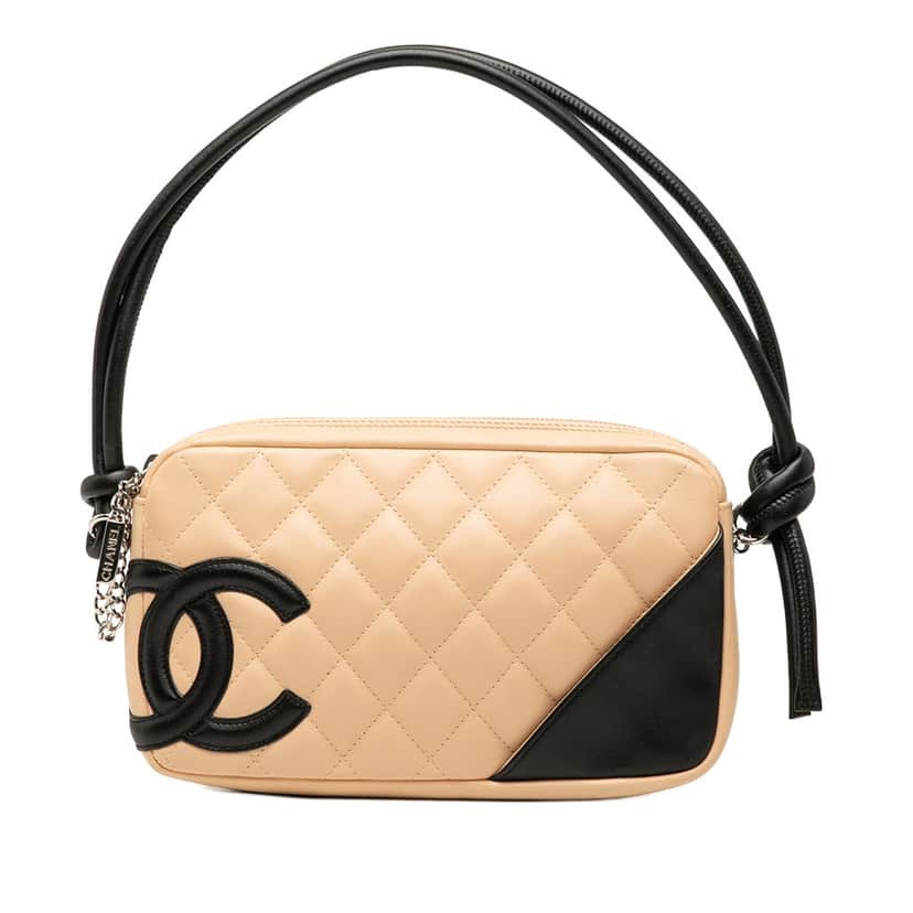 Chanel Quilted Lambskin Cambon Ligne Pochette Beige Leather Very good condition - Front View