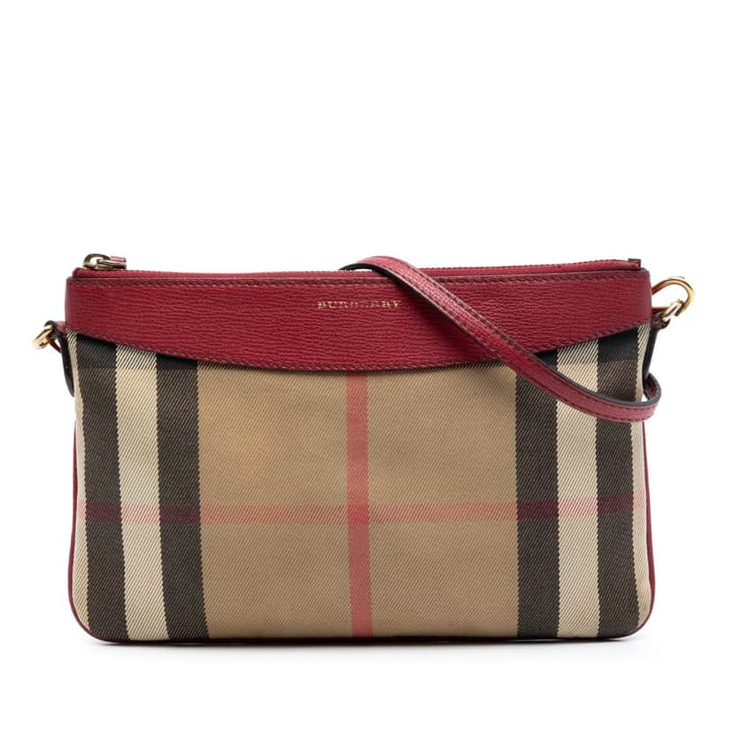 Burberry House Check Canvas Derby Peyton Crossbody Brown Very good condition - Front View