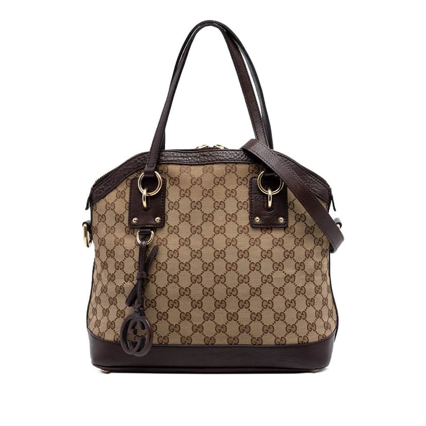 Gucci Medium GG Canvas Charm Dome Satchel Beige Very good condition - Front View