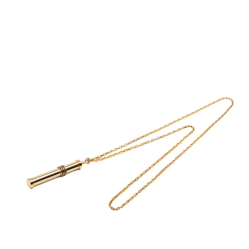 Gucci Gold Plated Web Perfume Bottle Pendant Necklace Gold Metal Very good condition - Front View