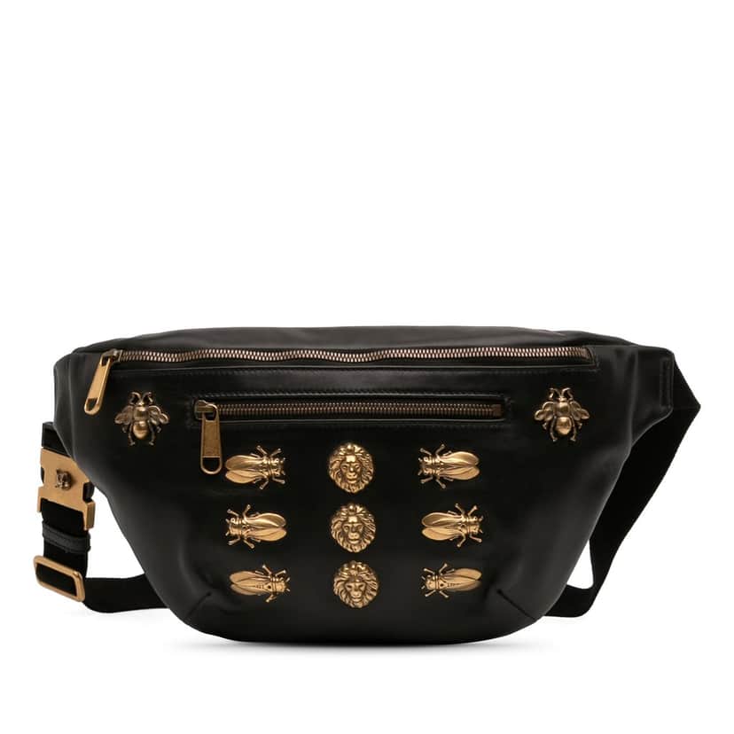 Gucci Leather Animalier Belt Bag Black Leather Very good condition - Front View