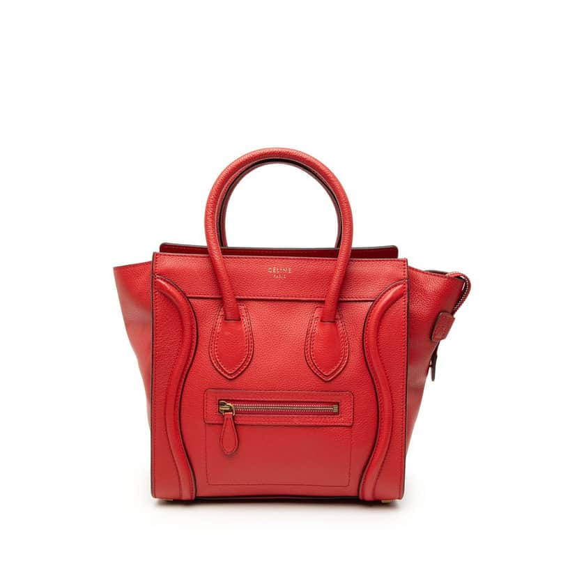 Celine Micro Calfskin Luggage Tote Red Leather Very good condition - Front View