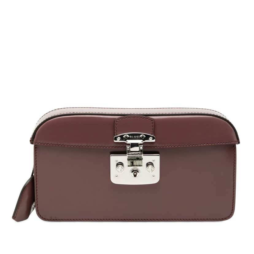 Gucci Smooth Calfskin Lady Lock Clutch Red Leather Very good condition - Front View