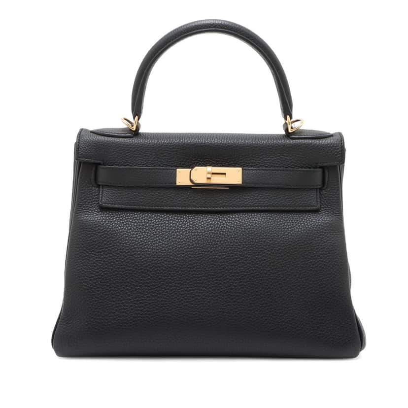 Hermès Special Order Clemence Verso Kelly II Retourne 28 Black Leather Very good condition - Front View