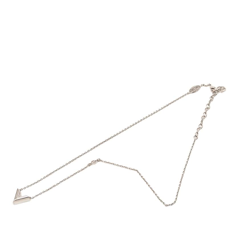 Louis Vuitton Brass Essential V Supple Necklace Silver Metal Very good condition - Front View