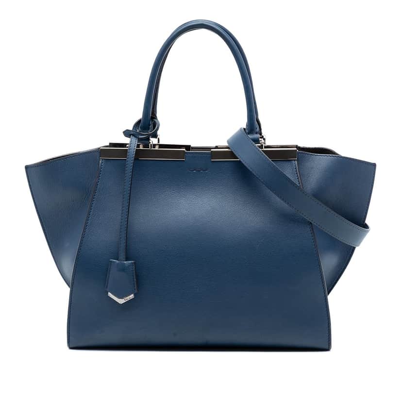 Fendi Medium Calfskin 3Jours Satchel Blue Leather Very good condition - Front View