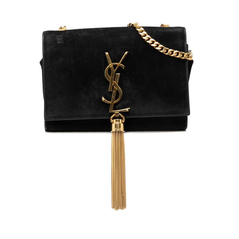 Saint Laurent Small Suede Monogram Kate Tassel Crossbody Black Leather Very good condition - Front View