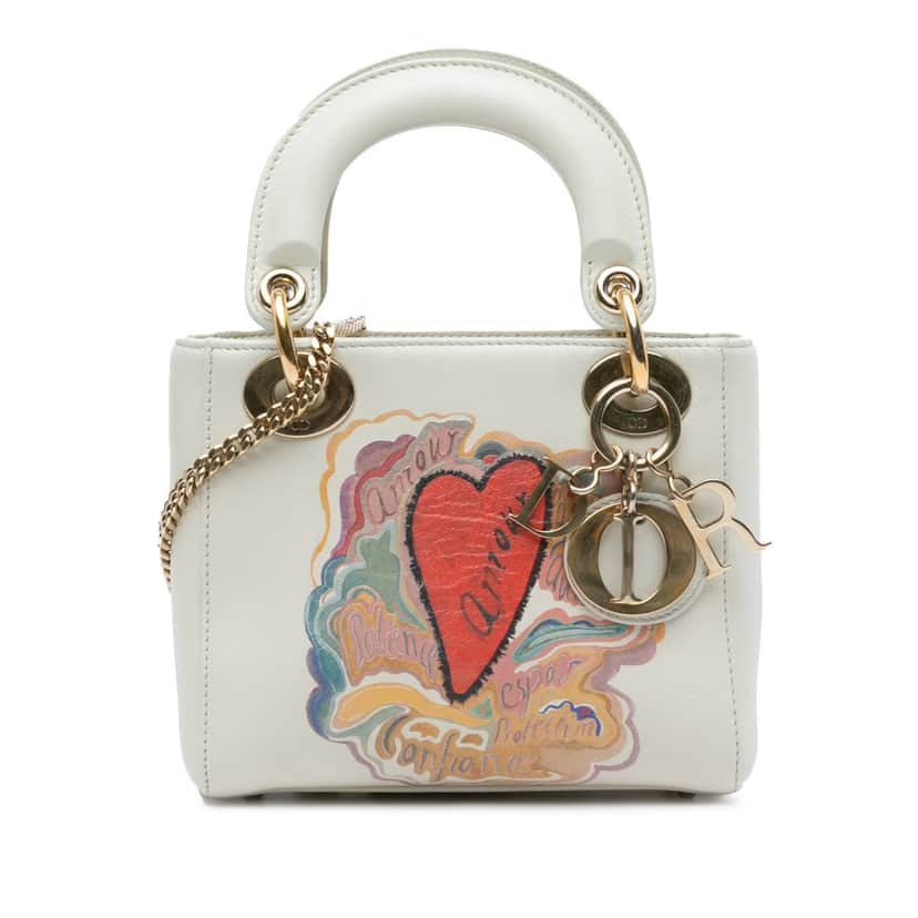 Dior DiorAmour Niki De Saint Phalle Mini Calfskin Lady Dior White Leather Very good condition - Front View