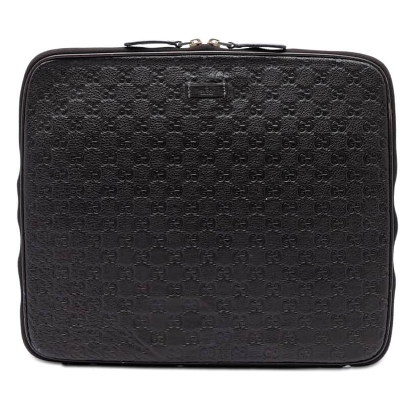 Gucci Guccissima Laptop Case Black Leather Very good condition - Front View