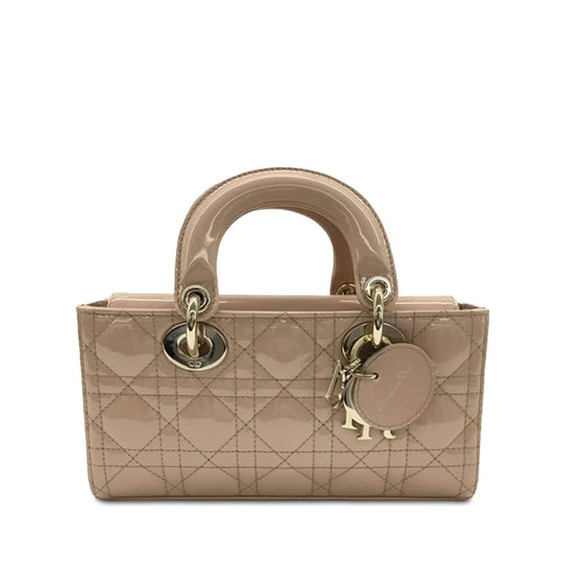 Dior Small Patent Cannage Lady D-Joy Beige Leather Very good condition - Front View