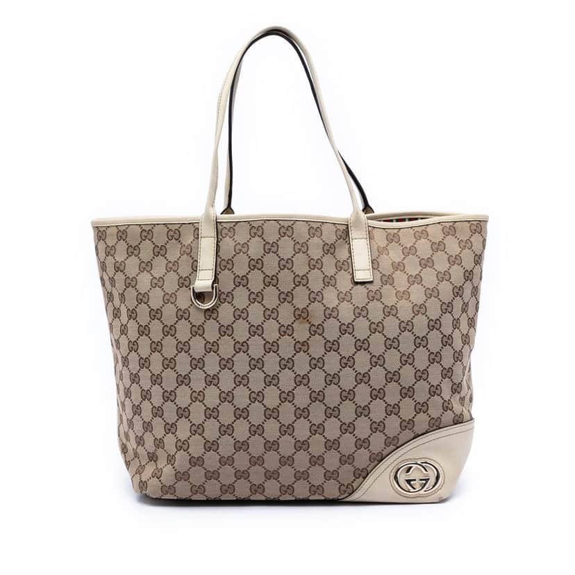 Gucci Large GG Canvas New Britt Tote Beige Very good condition - Front View