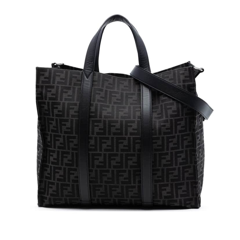 Fendi Large Zucca Jacquard Shopper Tote Black Very good condition - Front View