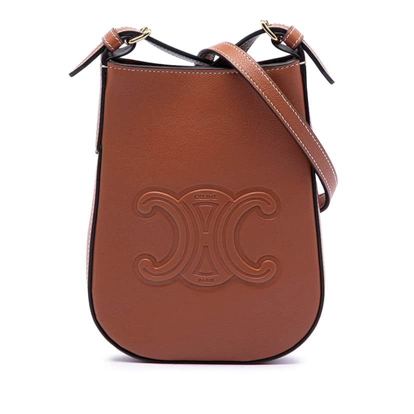 Celine Supple Calfskin Heloise Phone Pouch Brown Leather Very good condition - Front View