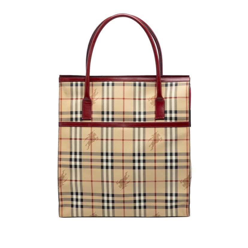 Burberry Haymarket Check Coated Canvas Tote Beige Very good condition - Front View