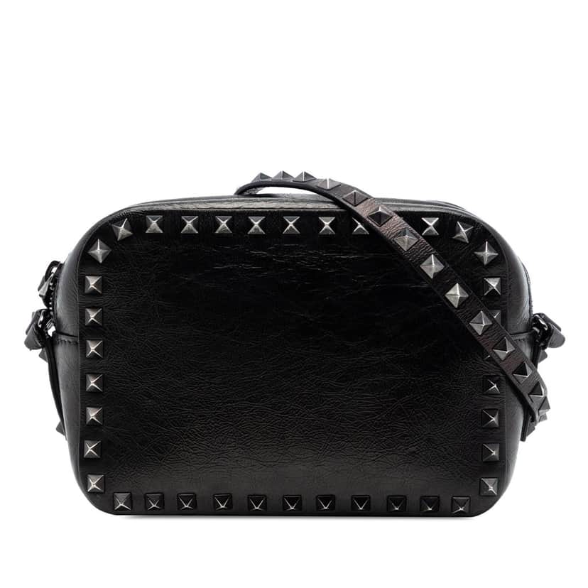 Valentino Leather Rockstud Camera Bag Black Leather Very good condition - Front View