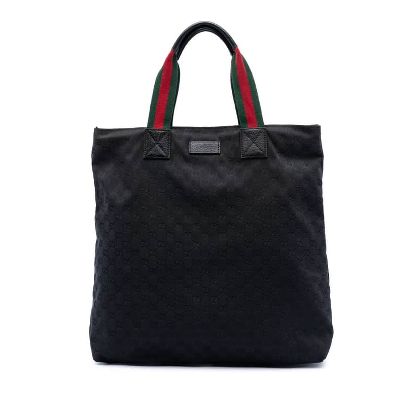 Gucci GG Canvas Web Vertical Tote Black Very good condition - Front View
