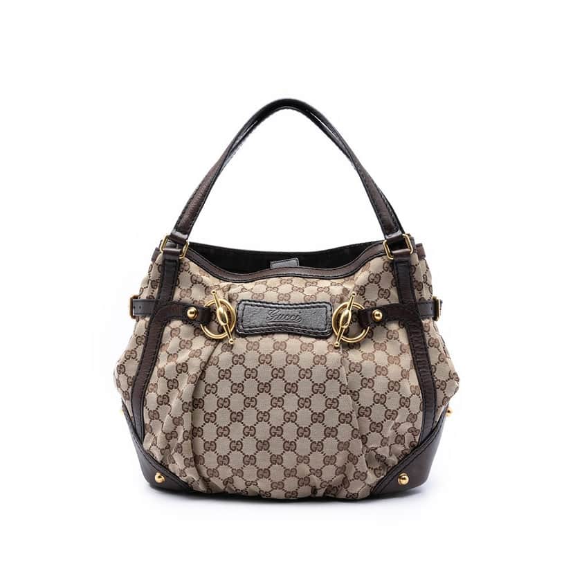 Gucci GG Canvas Jockey Shoulder Bag Beige Very good condition - Front View