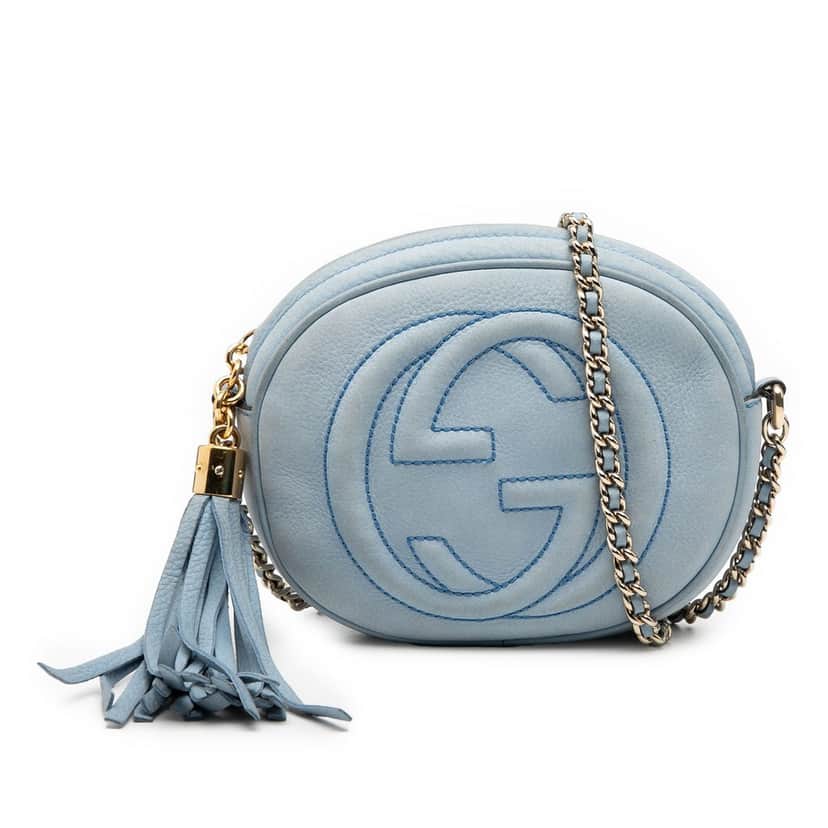 Gucci Mini Nubuck Soho Chain Crossbody Blue Leather Very good condition - Front View