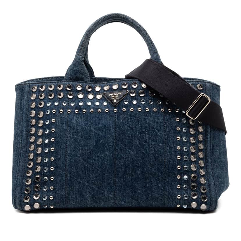 Prada Denim Canapa Bijoux Satchel Blue Very good condition - Front View