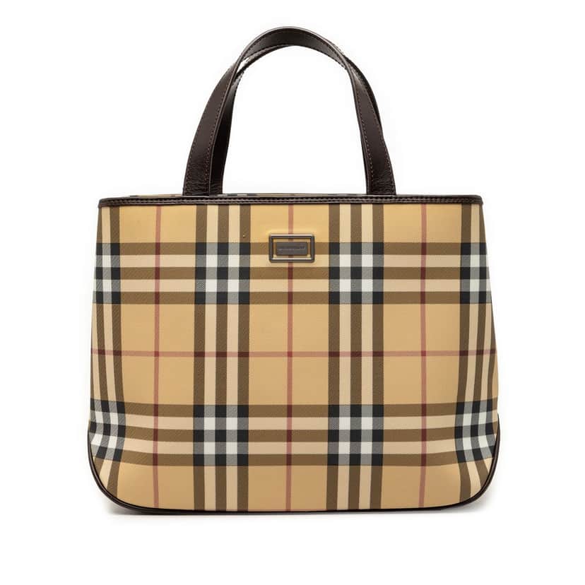 Burberry House Check Coated Canvas Tote Beige Very good condition - Front View