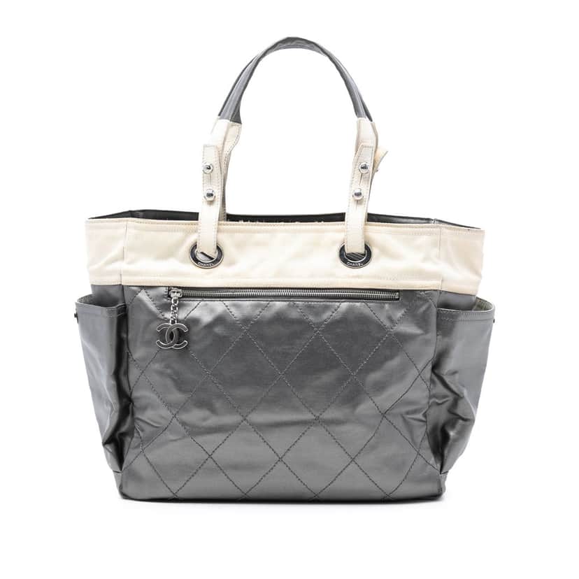 Chanel Large Bicolor Quilted Coated Canvas Paris Biarritz Tote Other Very good condition - Front View