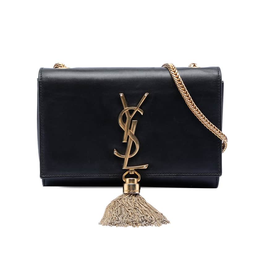 Saint Laurent Small Smooth Calfskin Monogram Kate Tassel Crossbody Black Leather Very good condition - Front View