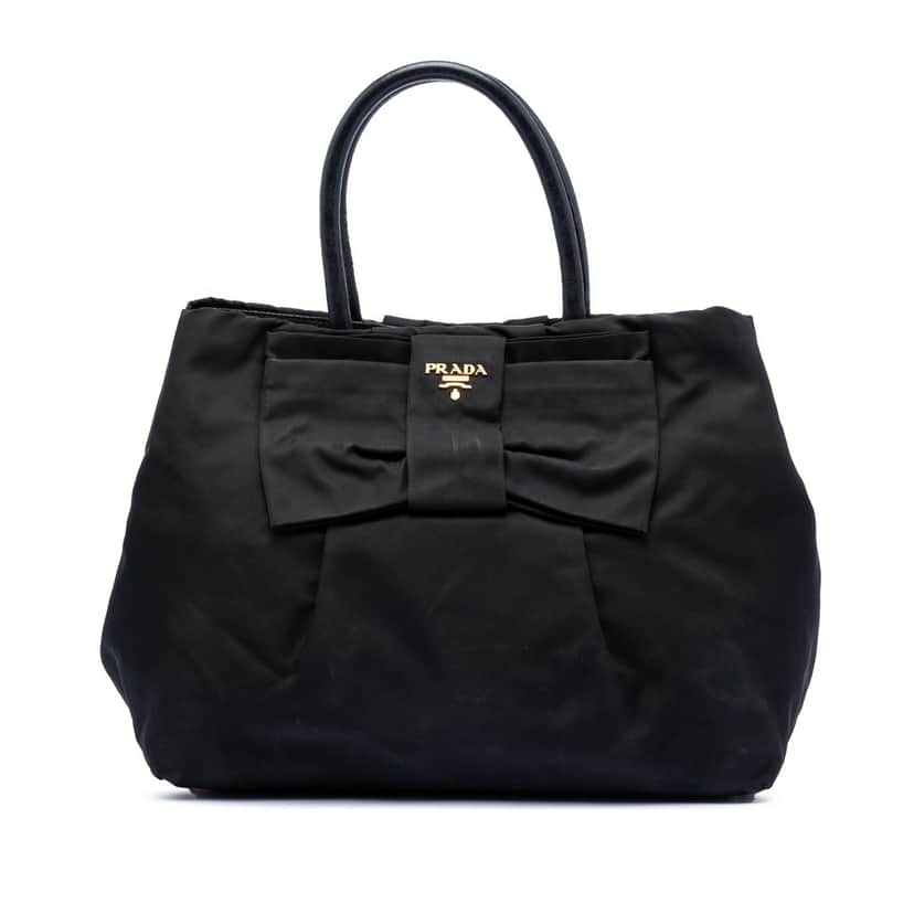 Prada Tessuto Fiocco Bow Tote Black Very good condition - Front View