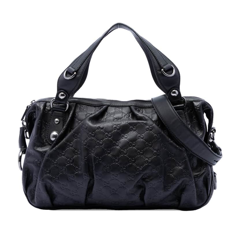 Gucci Guccissima Icon Bit Satchel Black Leather Very good condition - Front View