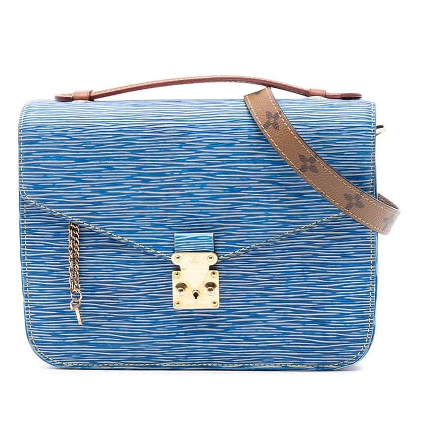 Louis Vuitton Epi Denim and Reverse Monogram Pochette Metis Blue Leather Very good condition - Front View