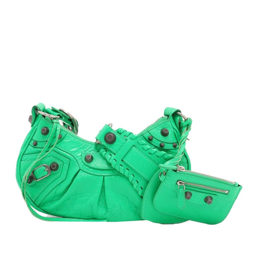 Balenciaga Lambskin Motocross Le Cagole XS Green Leather Very good condition - Front View