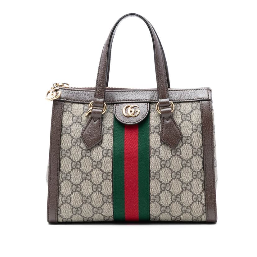 Gucci Small GG Supreme Ophidia Satchel Beige Very good condition - Front View