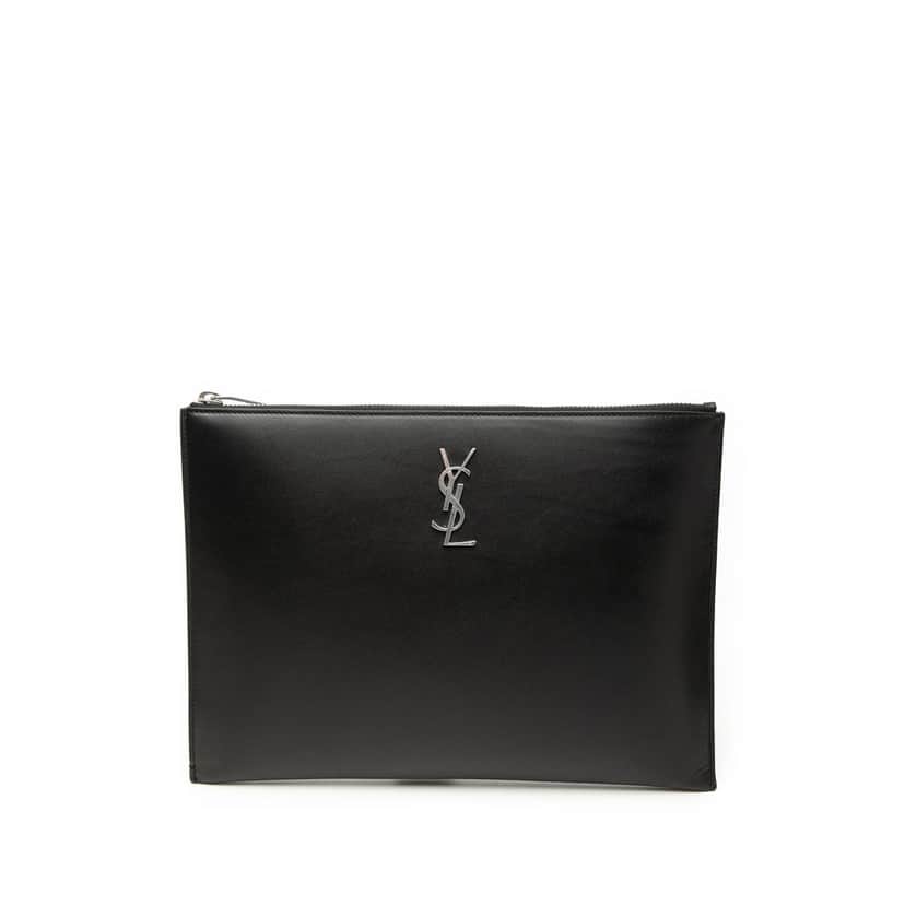 Saint Laurent Leather Monogram Ipad Case Black Leather Very good condition - Front View