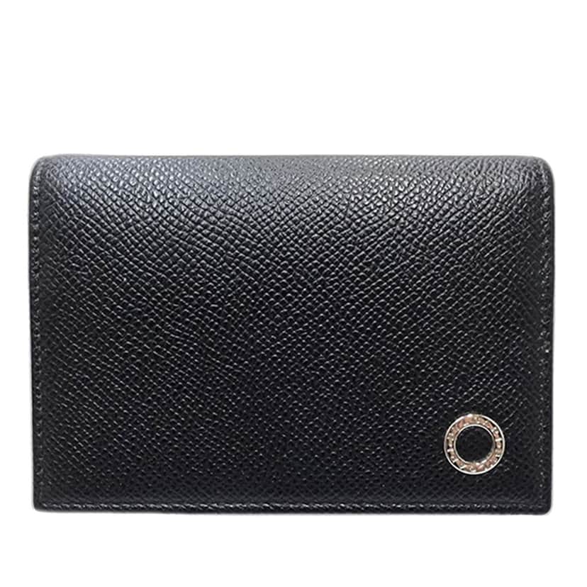 Bvlgari Grained Calfskin Bvlgari Bvlgari Man Business Card Holder Black Leather Very good condition - Front View