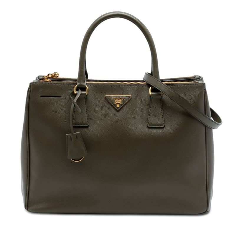 Prada Medium Saffiano Lux Galleria Double Zip Satchel Brown Leather Very good condition - Front View