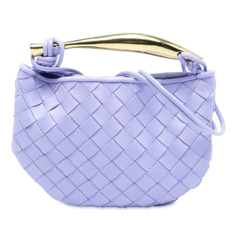 Bottega Veneta Baby Lambskin Intrecciato Sardine Purple Leather Very good condition - Front View