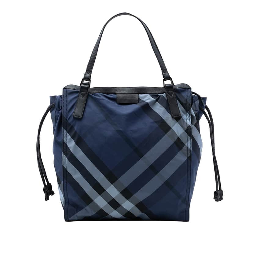 Burberry Supernova Check Nylon Buckleigh Tote Blue Very good condition - Front View