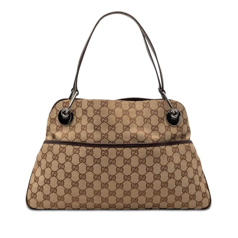 Gucci GG Canvas Eclipse Shoulder Bag Beige Good condition - Front View