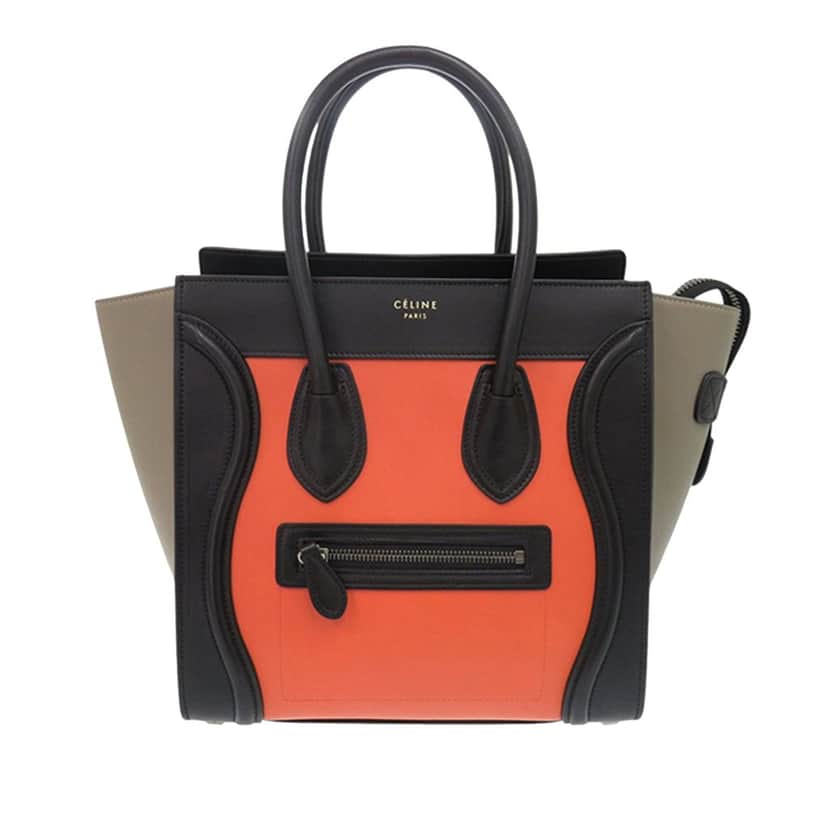 Celine Micro Tricolor Leather Luggage Tote Orange Leather Very good condition - Front View